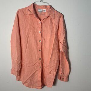 EUC Reflections by Spiegel Womens Medium Peach Pink Long Sleeve Button Up Shirt
